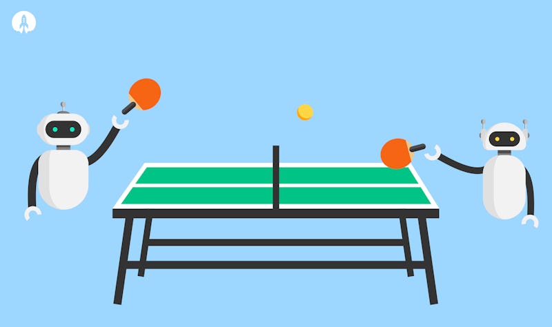 robots playing table tennis illustration