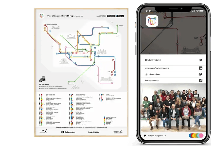 West of England Growth Map poster and mobile