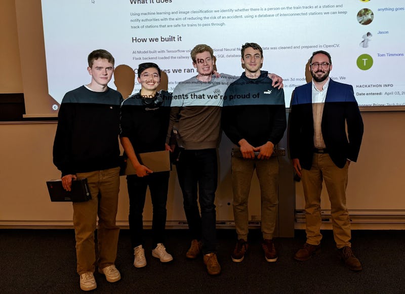Tech for Good winners with Rocketmakers crew member Matt Harris at Bath Hack 2022