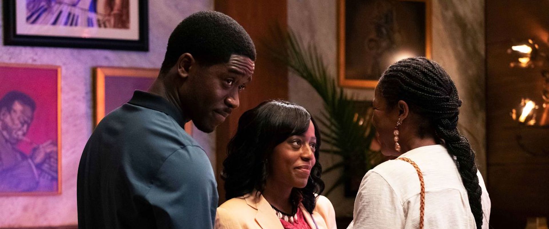 SNOWFALL actors DAMSON IDRIS, DEVYN A. TYLER and MICHAEL HYATT in Season 5, Episode 4