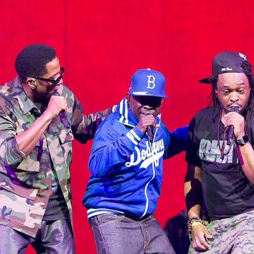Q-Tip, Phife Dawg and Jarobi White of A Tribe Called Quest perform at Barclays Center on November 20, 2013 in New York City.