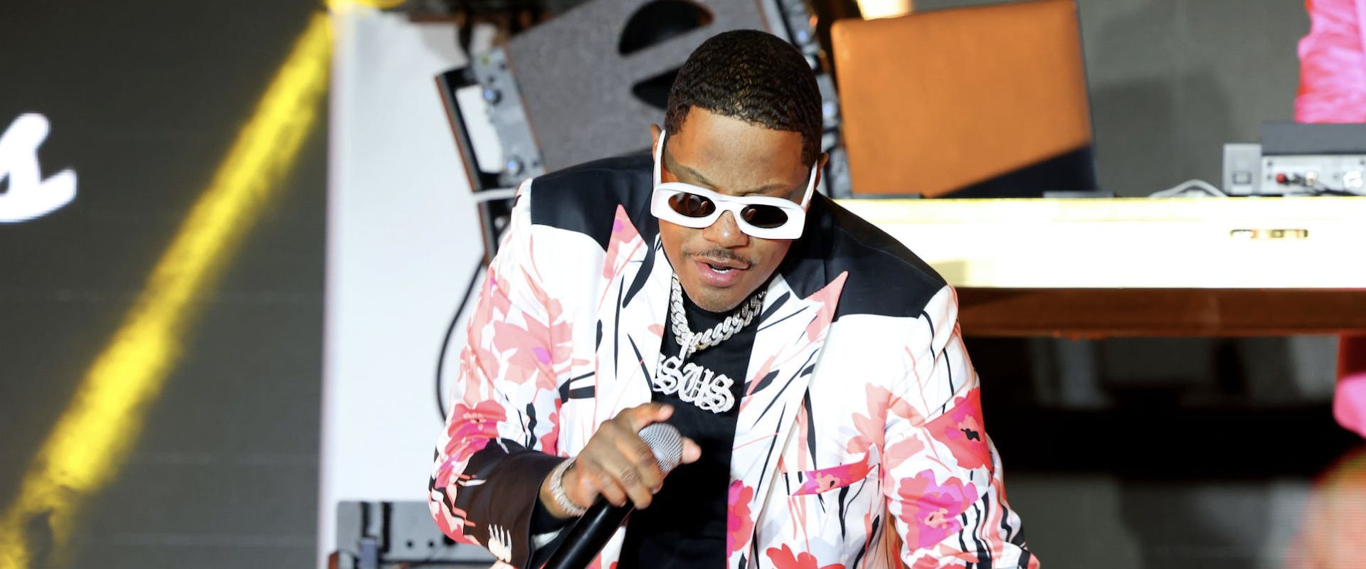 MA$E performs in the Carousel Club at the 2022 Pegasus World Cup at Gulfstream on January 29, 2022 in Hallandale, Florida. (Photo by Alexander Tamargo/Getty Images for Stronach Group)