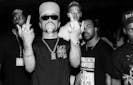 Rapper Ice-T gives a "middle finger" obscene gesture when he and Body Count watch a show at The Ritz on June 19, 1992 in New York City. 