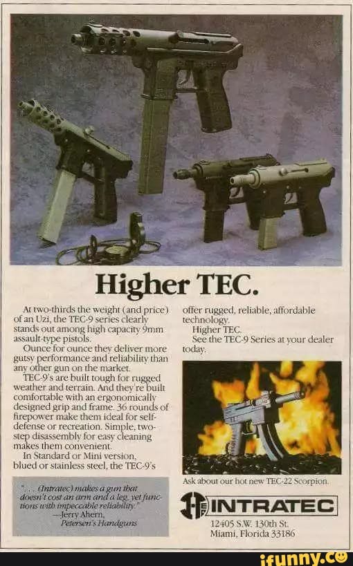 An advertisement for Intratec's Tec-9 gun.