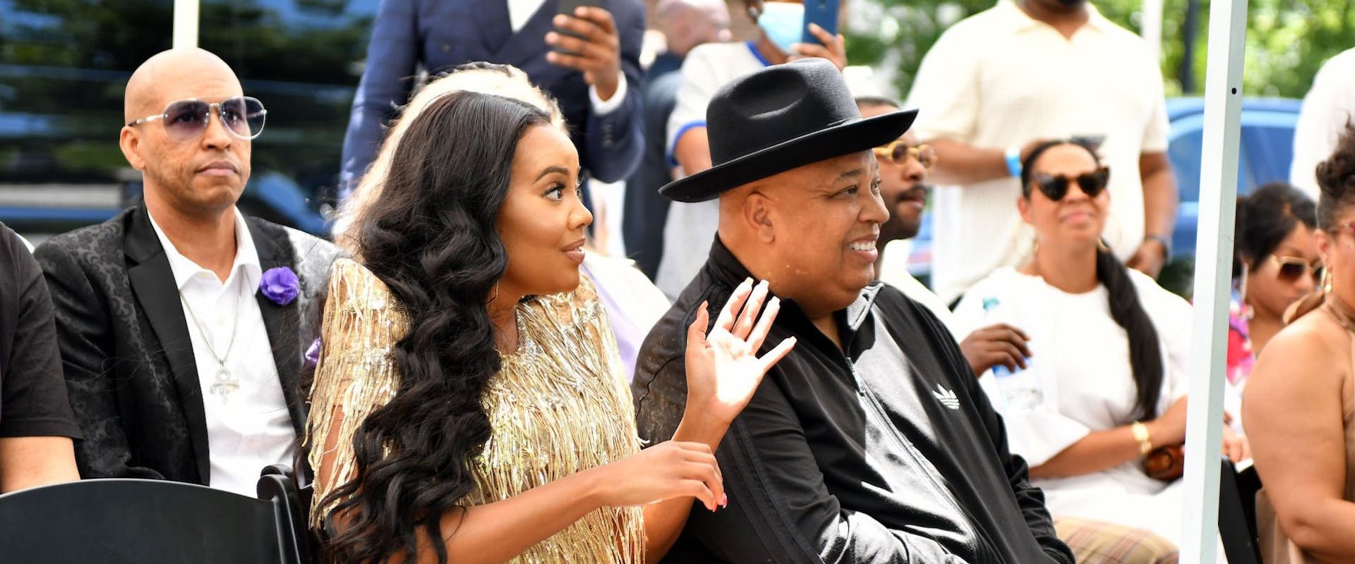 Angela Simmons and Rev Run attend the 2022 Black Music & Entertainment Walk Of Fame Induction Ceremony & Juneteenth Celebration at The Home Depot Backyard on June 18, 2022 in Atlanta, Georgia. (Photo by Derek White/Getty Images)