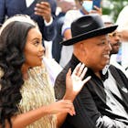 Angela Simmons and Rev Run attend the 2022 Black Music & Entertainment Walk Of Fame Induction Ceremony & Juneteenth Celebration at The Home Depot Backyard on June 18, 2022 in Atlanta, Georgia. (Photo by Derek White/Getty Images)