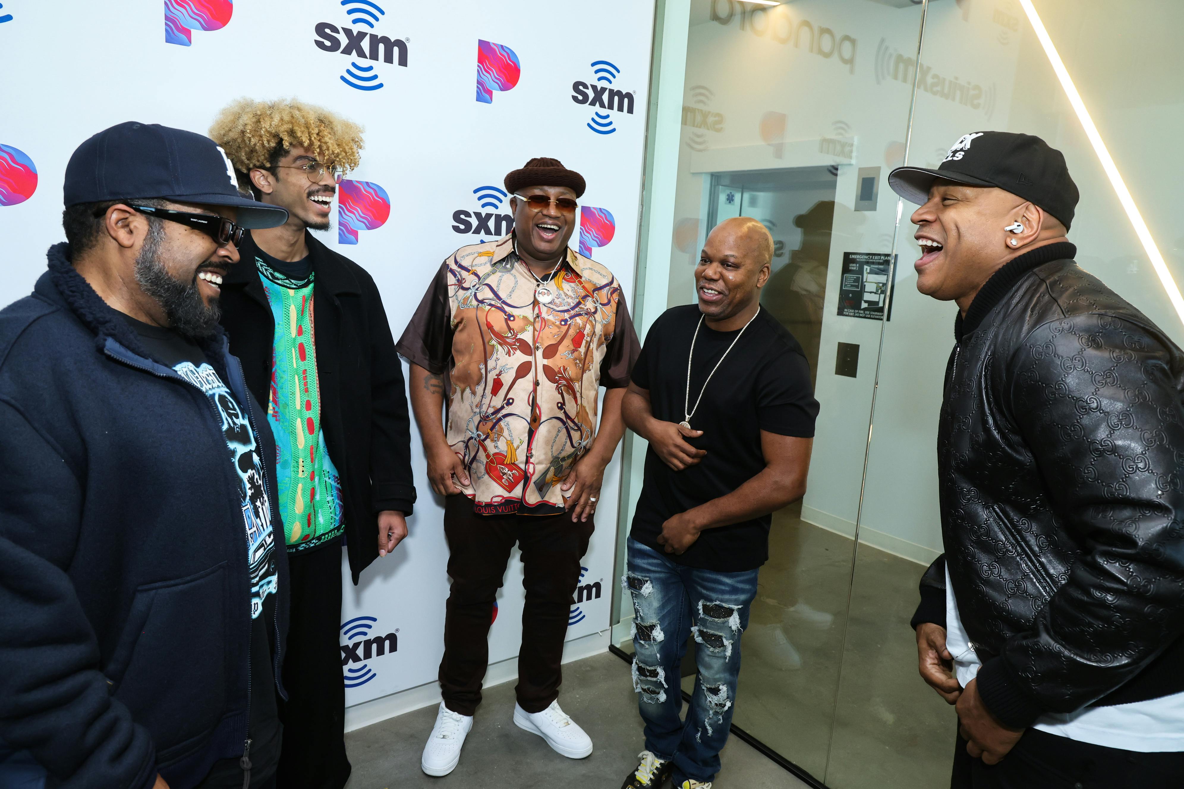 LOS ANGELES, CALIFORNIA - DECEMBER 07: (L-R) Ice Cube, a guest, E-40, Too Short and LL Cool J attend SiriusXM and Pandora Playback with Mount Westmore including E-40, Too Short & Ice Cube at SiriusXM Studios on December 07, 2022 in Los Angeles, California. (Photo by Randy Shropshire/Getty Images for SiriusXM)