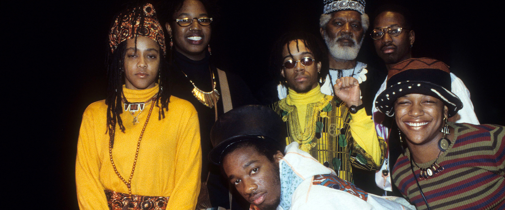 Arrested Development appear at a press conference held at the Schomburg Center For Research In Black Culture for Director Spike Lee's film "Malcolm X" Soundtrack pn October 23, 1992 in New York City. (Photo by Al Pereira/Getty Images/Michael Ochs Archives)