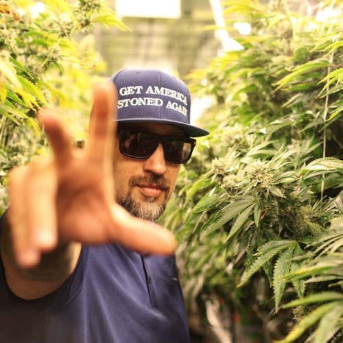 B-Real of Cypress Hill poses with Marijuana.