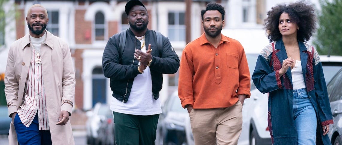 ATLANTA actors (L-R) LAKEITH STANFIELD, BRYAN TYREE HENRY, DONALD GLOVER and ZAZIE BEETZ