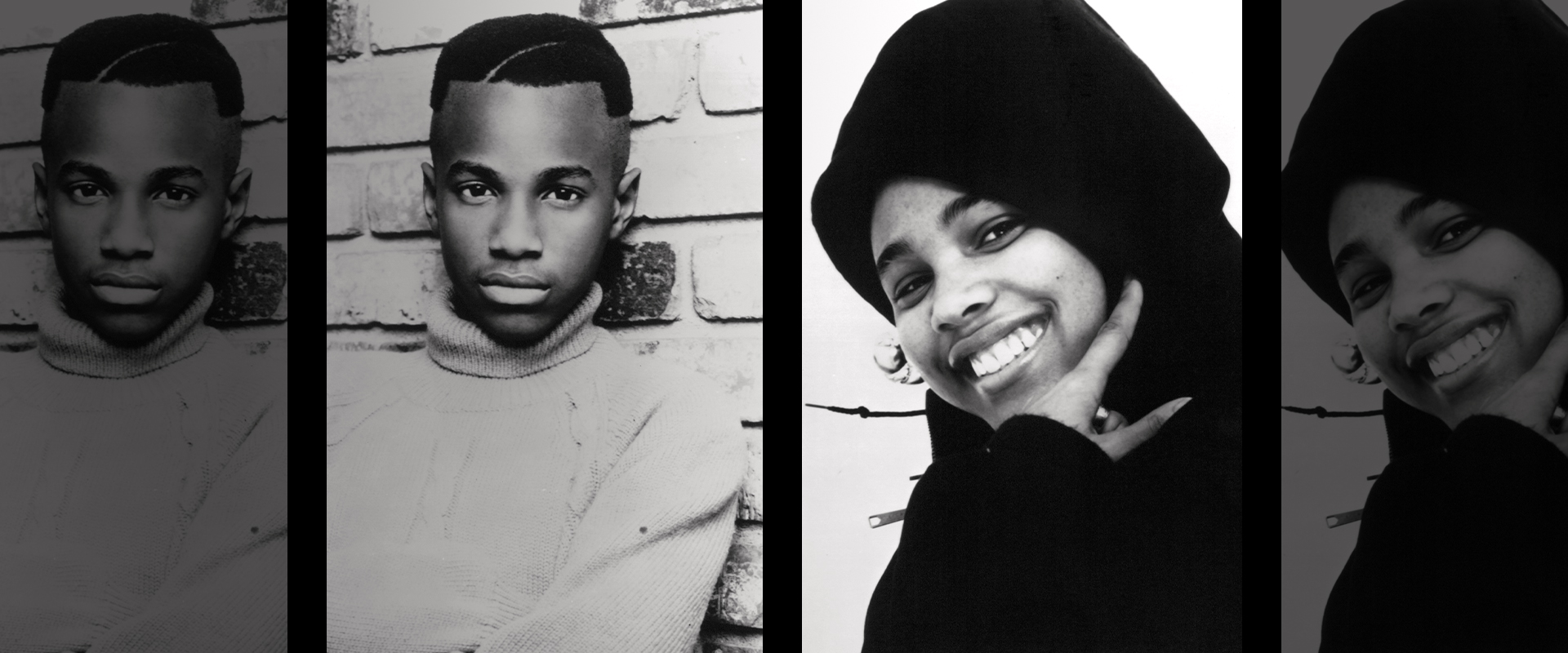 (L) Singer Tevin Campbell (R) Monie Love pose for the movie sound track to "Boyz n the Hood " circa 1991. 