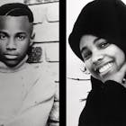 (L) Singer Tevin Campbell (R) Monie Love pose for the movie sound track to "Boyz n the Hood " circa 1991. 