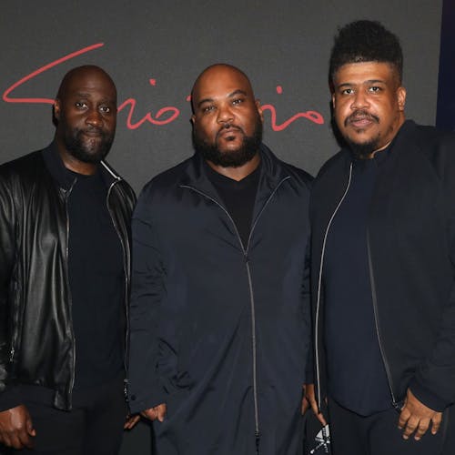 Kelvin Mercer Vincent Mason and David Jude Jolicoeur of De La Soul attend as Giorgio Armani hosts trunk show at the Giorgio's London event to celebrate the opening of the new Giorgio Armani and Armani/Casa boutiques on Sloane Street on April 12, 2018 in London, England. (Photo by Darren Gerrish/WireImage/Darren Gerrish for Giorgio Armani)