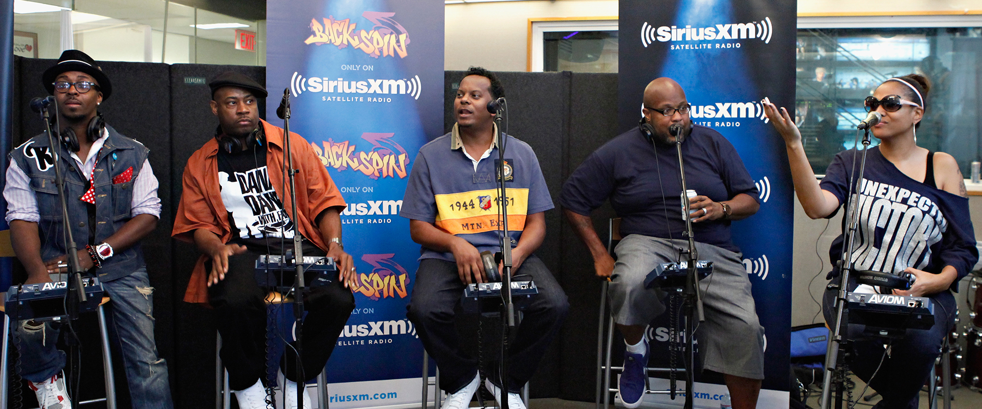 "The Alumni" Kwame, Dana Dane, Special Ed, Chubb Rock and Monie Love are interviewed on a special edition of Monie’s "Ladies First" show on Backspin! at SiriusXM Studio on August 28, 2012 in New York City.