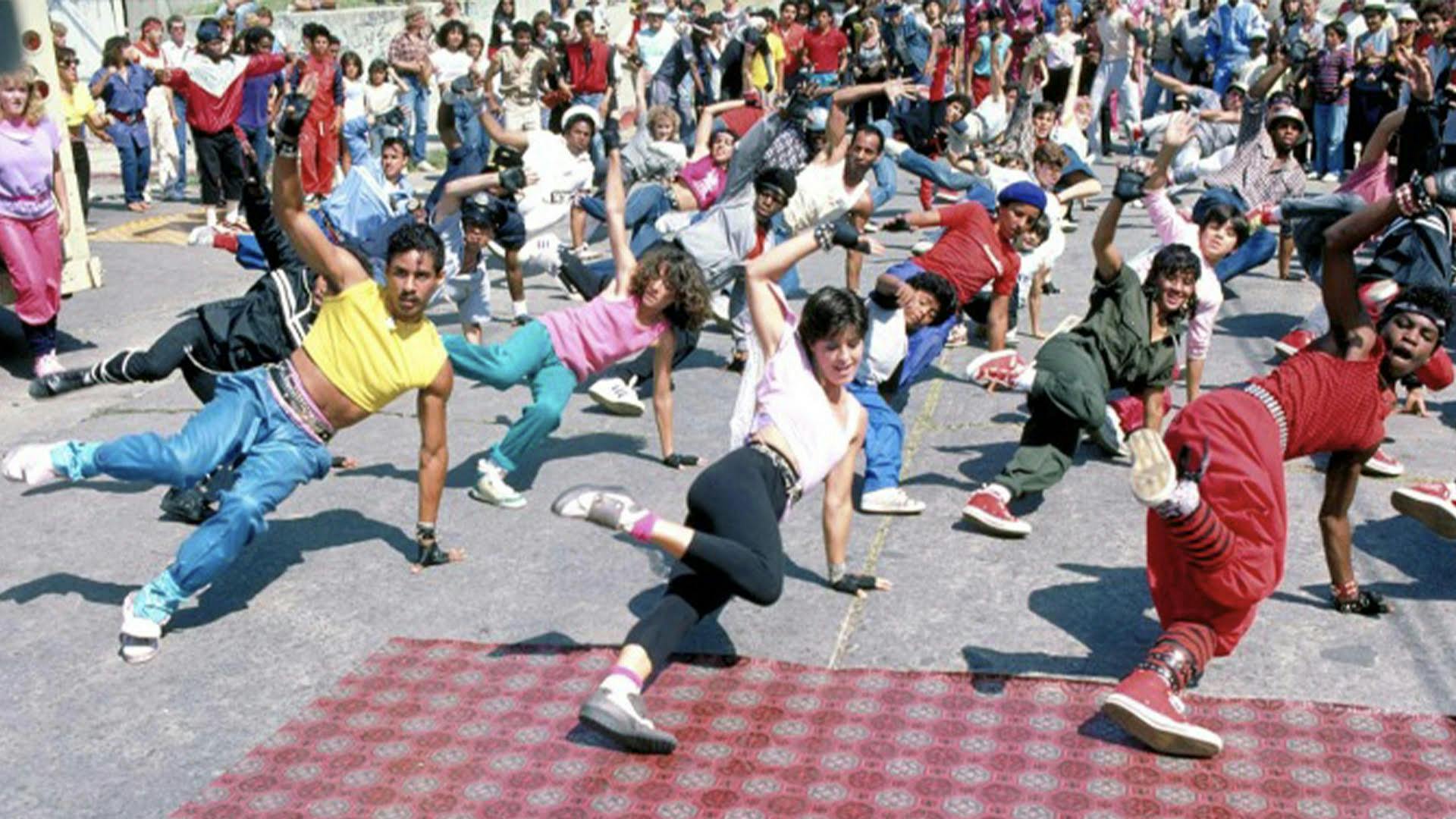 B-boys and B-girls dance in the movie 'Breakin'