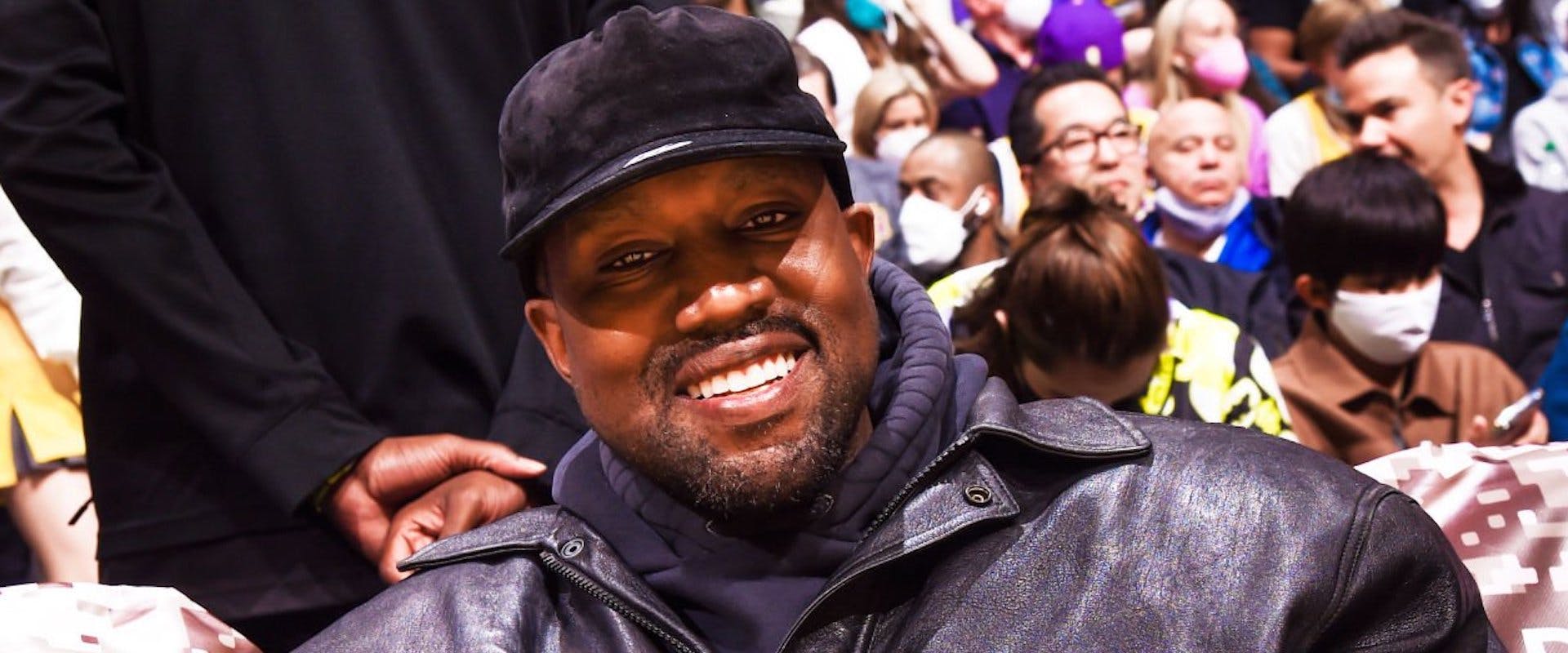 Rapper, Kanye West attends a game between the Sacramento Kings and Los Angeles Lakers on November 26, 2021 at STAPLES Center in Los Angeles, California.