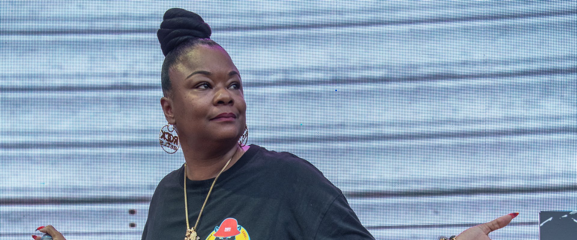 Roxanne Shante onstage at the 2022 Rock The Bells Festival at Forest Hills Stadium in Forest Hills, Queens, NYC. Aug. 6 2022