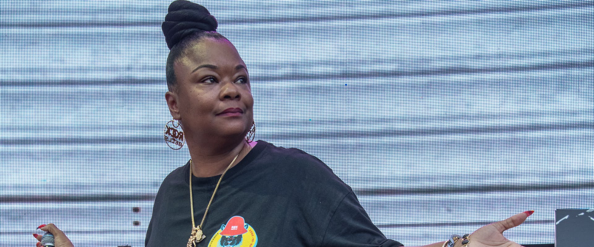 Roxanne Shanté onstage at the 2022 Rock The Bells Festival at Forest Hills Stadium in Forest Hills, Queens, NYC. Aug. 6 2022