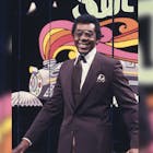 Don Cornelius poses for the camera in between takes during a videotaping of Soul Train.
Don Cornelius poses for the camera in between takes during a videotaping of Soul Train circa 1979-1984.