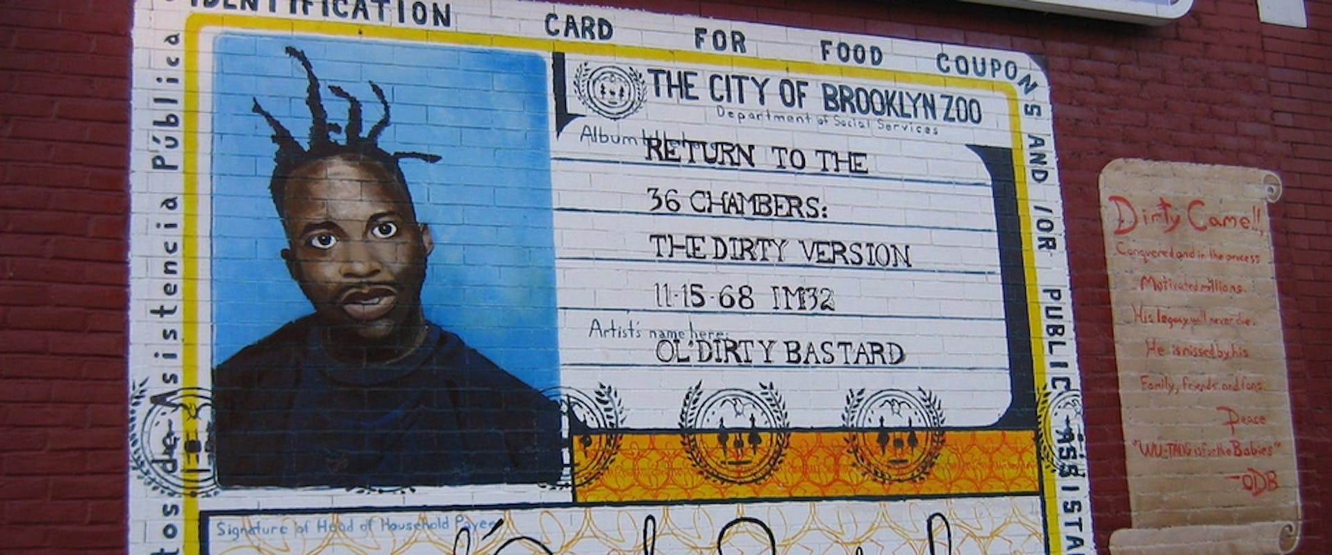 A street art mural of ODB's debut album, Return to the 36 Chambers: The Dirty Version.