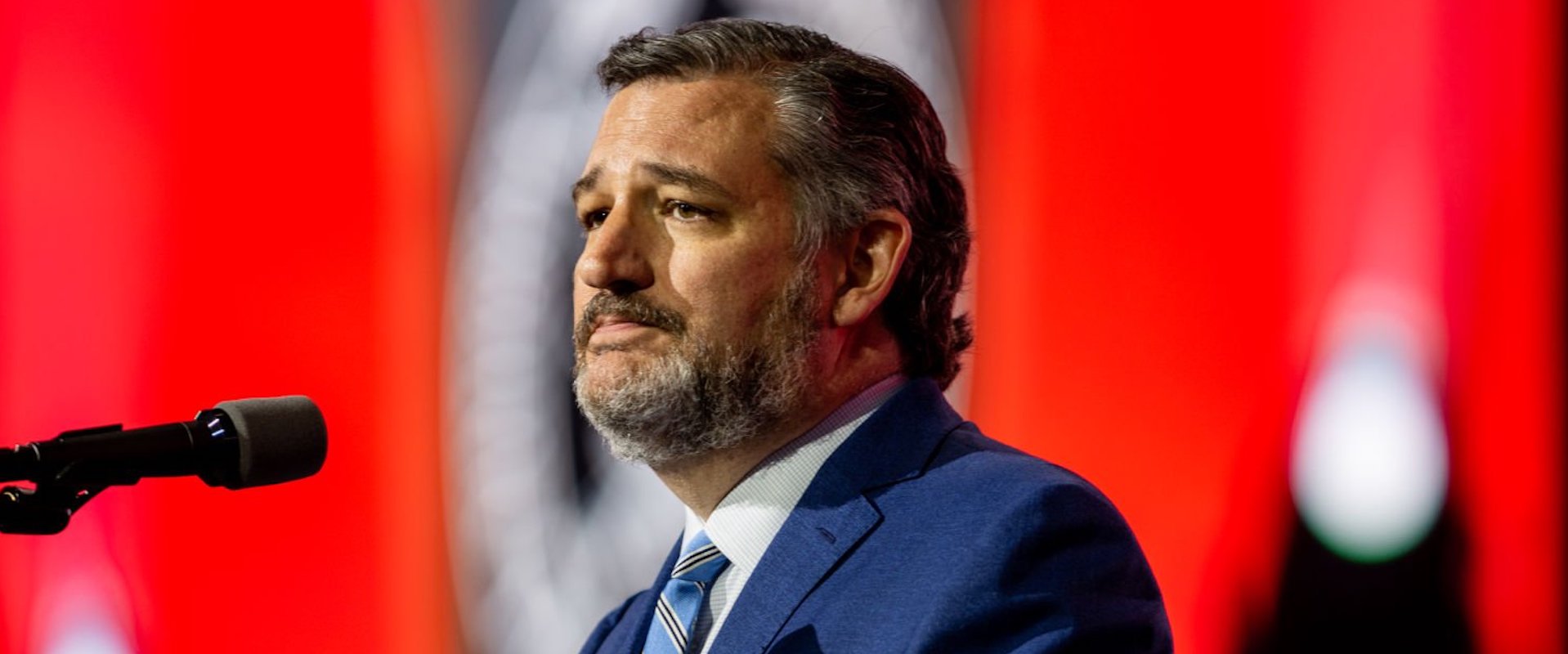U.S. Sen. Ted Cruz (R-TX) speaks during the National Rifle Association (NRA) annual convention at the George R. Brown Convention Center on May 27, 2022 in Houston, Texas. The annual National Rifle Association comes days after the mass shooting in Uvalde, Texas which left 19 students and 2 adults dead, with the gunman fatally shot by law enforcement officers. (Photo by Brandon Bell/Getty Images)