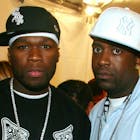 50 Cent and Tony Yayo during Olympus Fashion Week Spring 2007 - Baby Phat - Behind the Scenes at The Tent, Bryant Park in New York, New York, United States. 