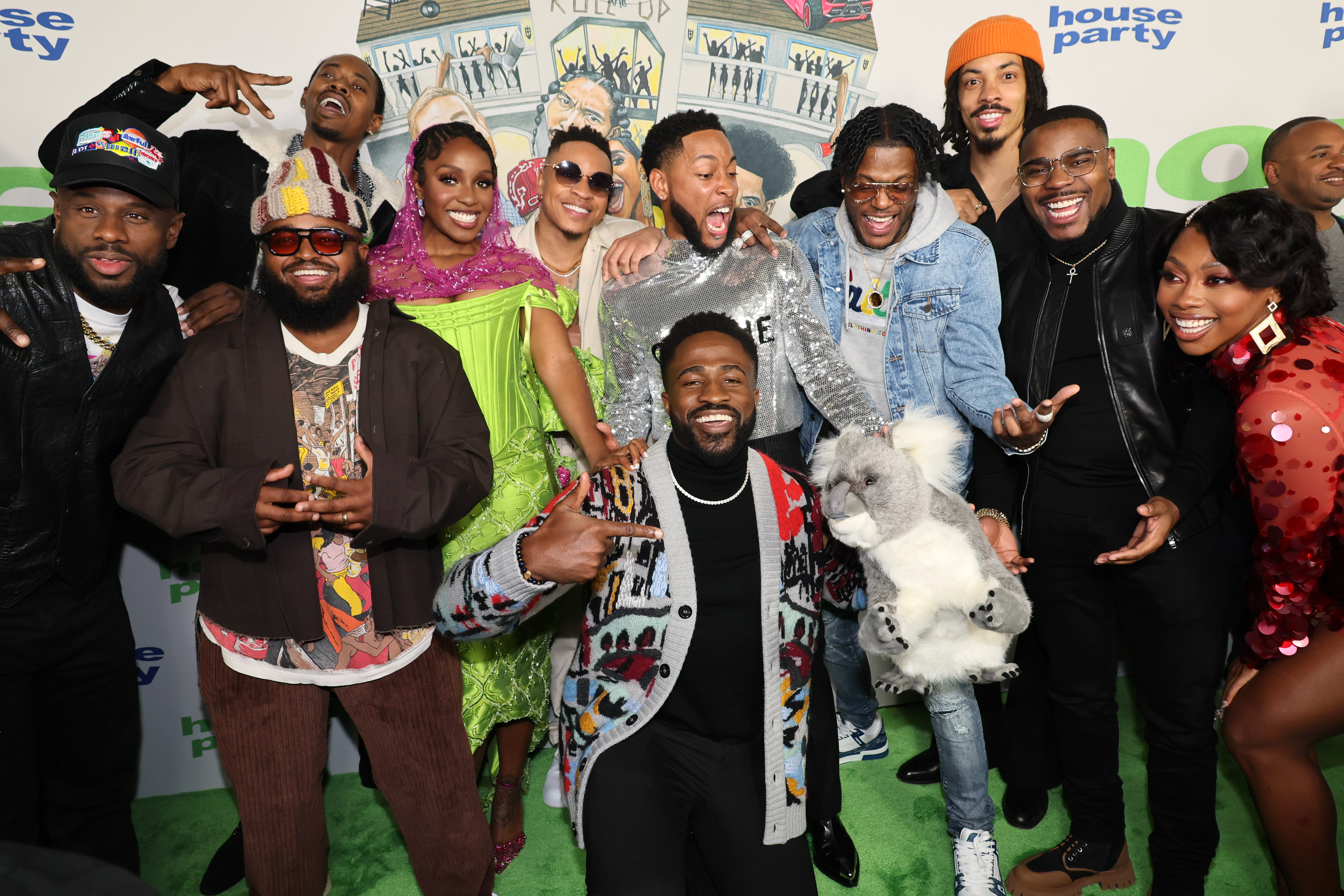 HOLLYWOOD, CALIFORNIA - JANUARY 11: (L-R) The cast of "House Party" attend the Special Red Carpet Screening for New Line Cinema's "House Party" at TCL Chinese 6 Theatres on January 11, 2023 in Hollywood, California.