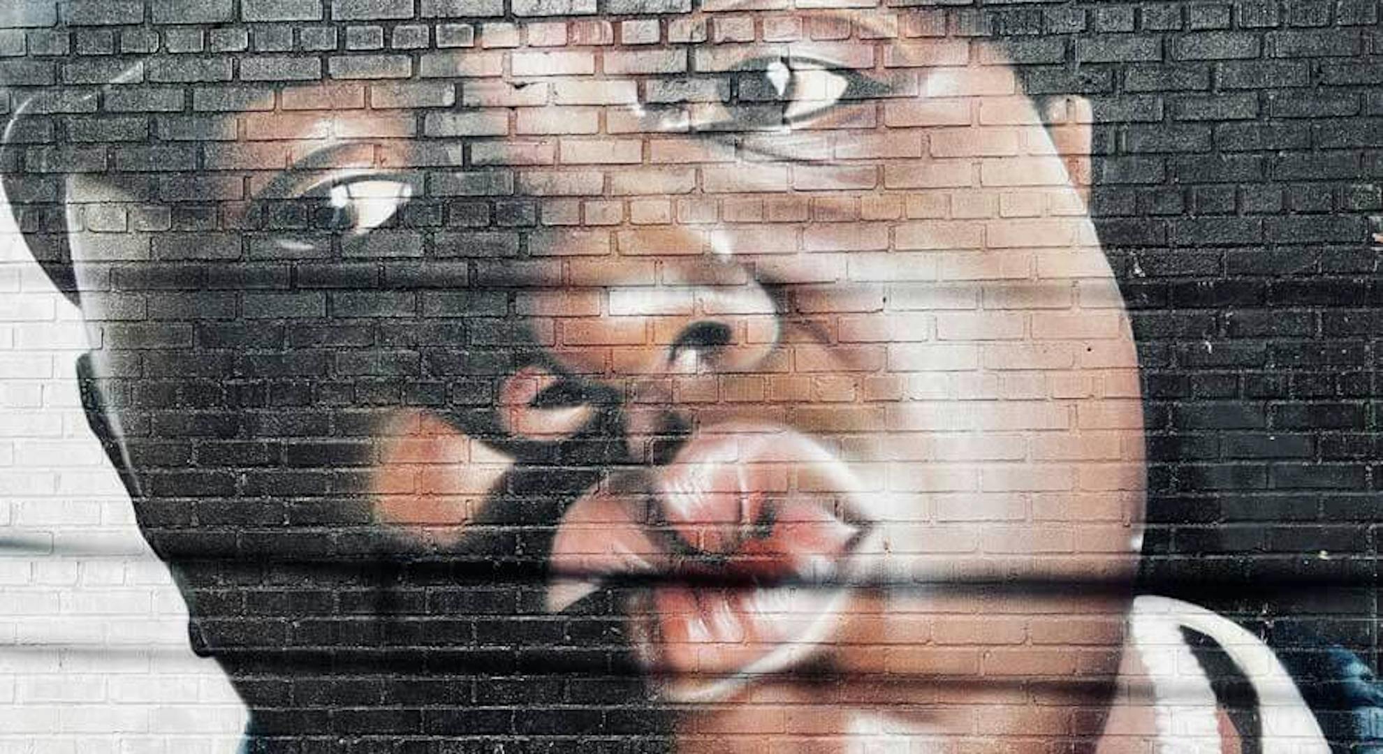 A mural of The Notorious B.I.G. on Wyckoff Ave and Troutman Street by artist Sipros.