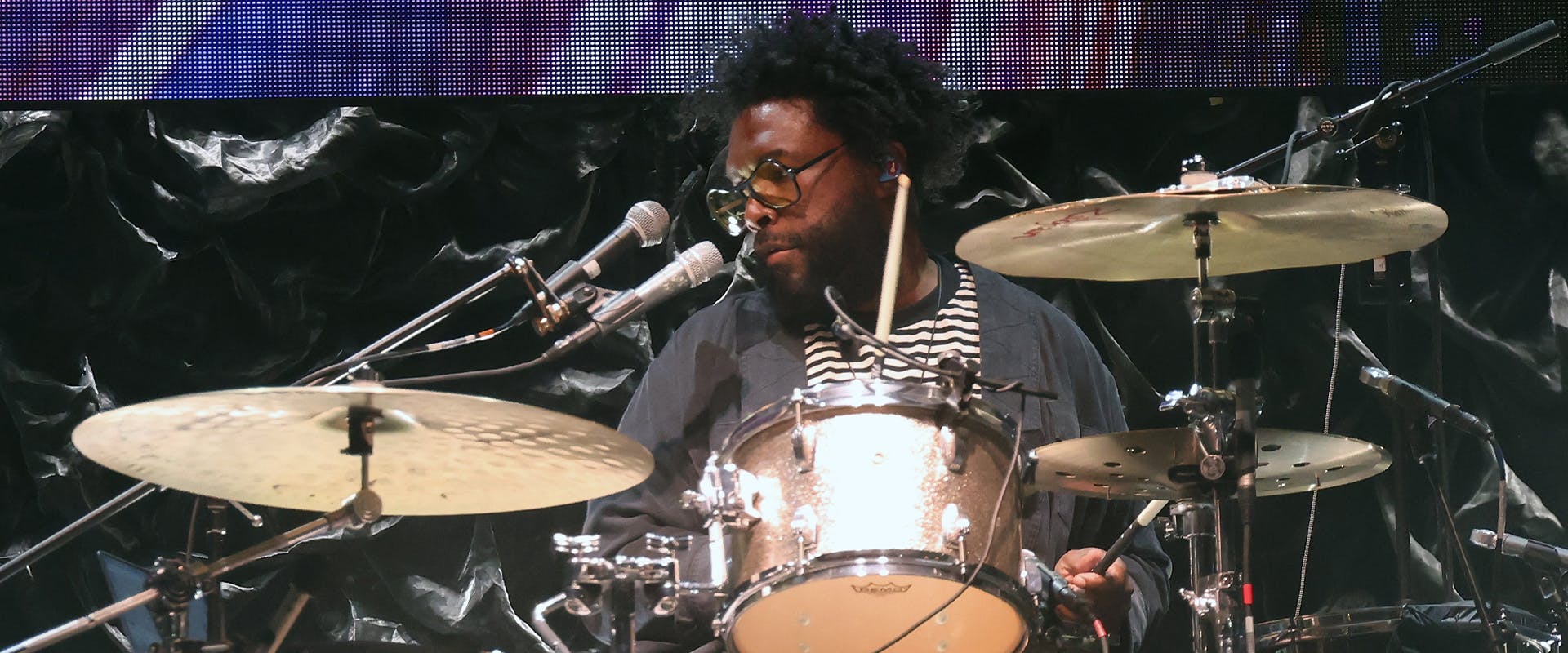 Ahmir "Questlove" Thompson performs as Mary J. Blige performs a special set by The Roots at Roots Picnic 2022 at Mann Center For Performing Arts on June 04, 2022 in Philadelphia, Pennsylvania. (Photo by Taylor Hill/Getty Images for Live Nation Urban)