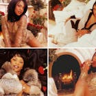 A photo collage of Lil Kim's HARD CORE album pics