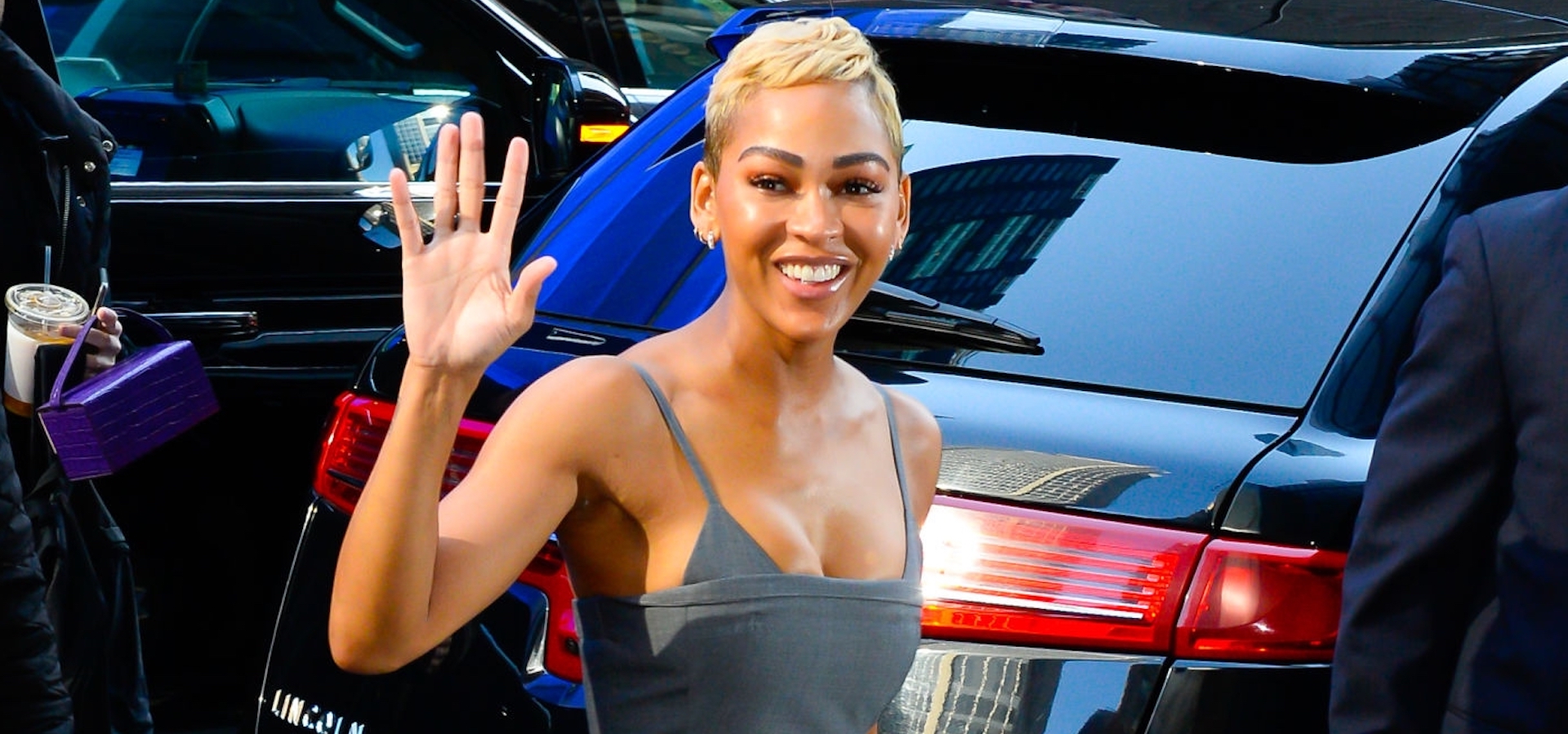 Actress Meagan Good is seen walking outside good morning america on April 29, 2019 in New York City. 