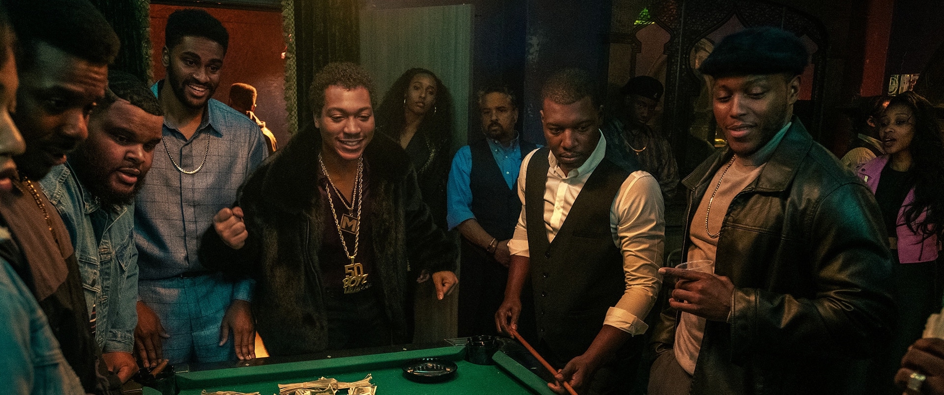 A still shot from STARZ hit series "B.M.F."