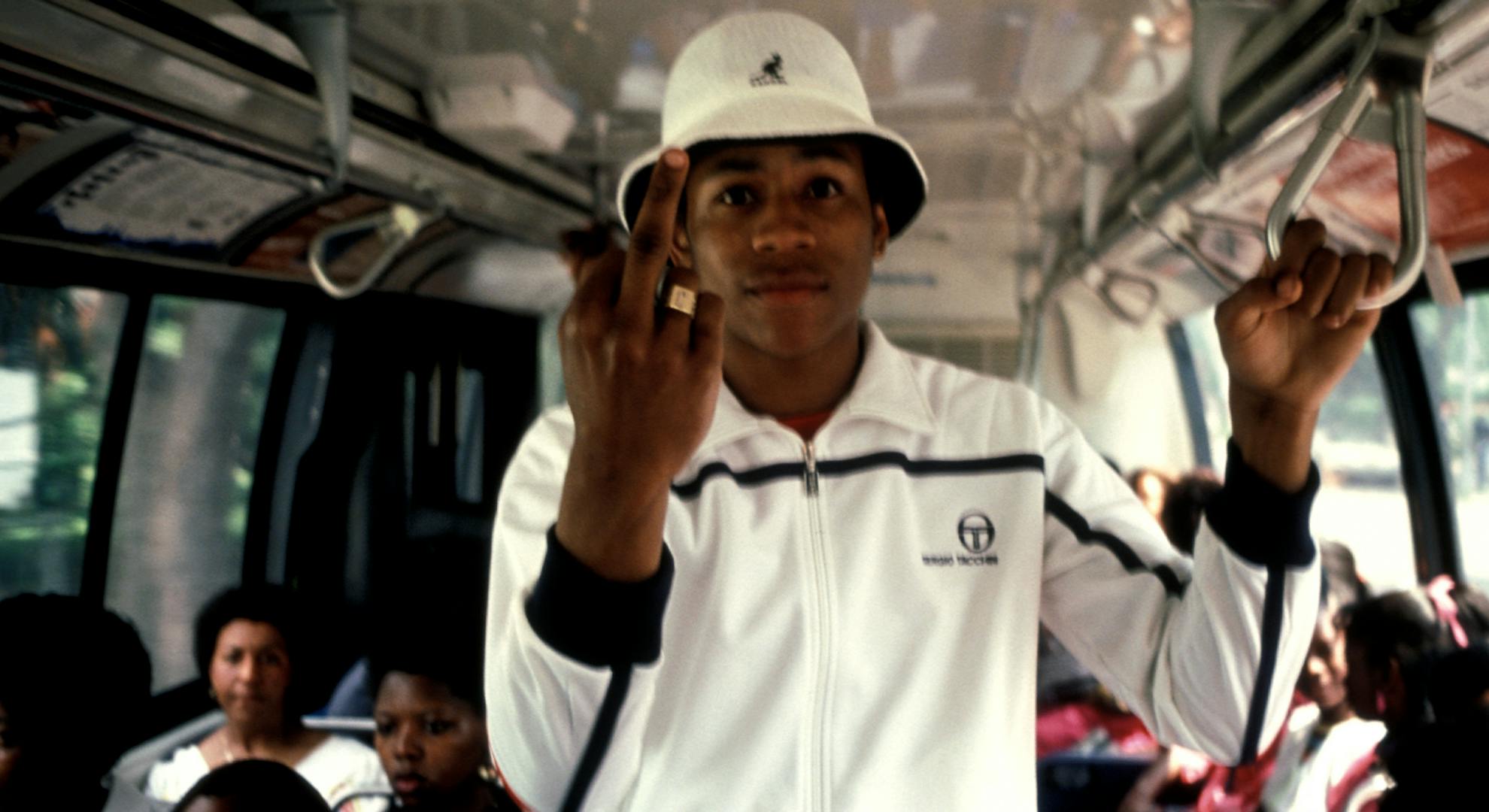 LL COOL J riding the bus in Queen's New York USA 1985.