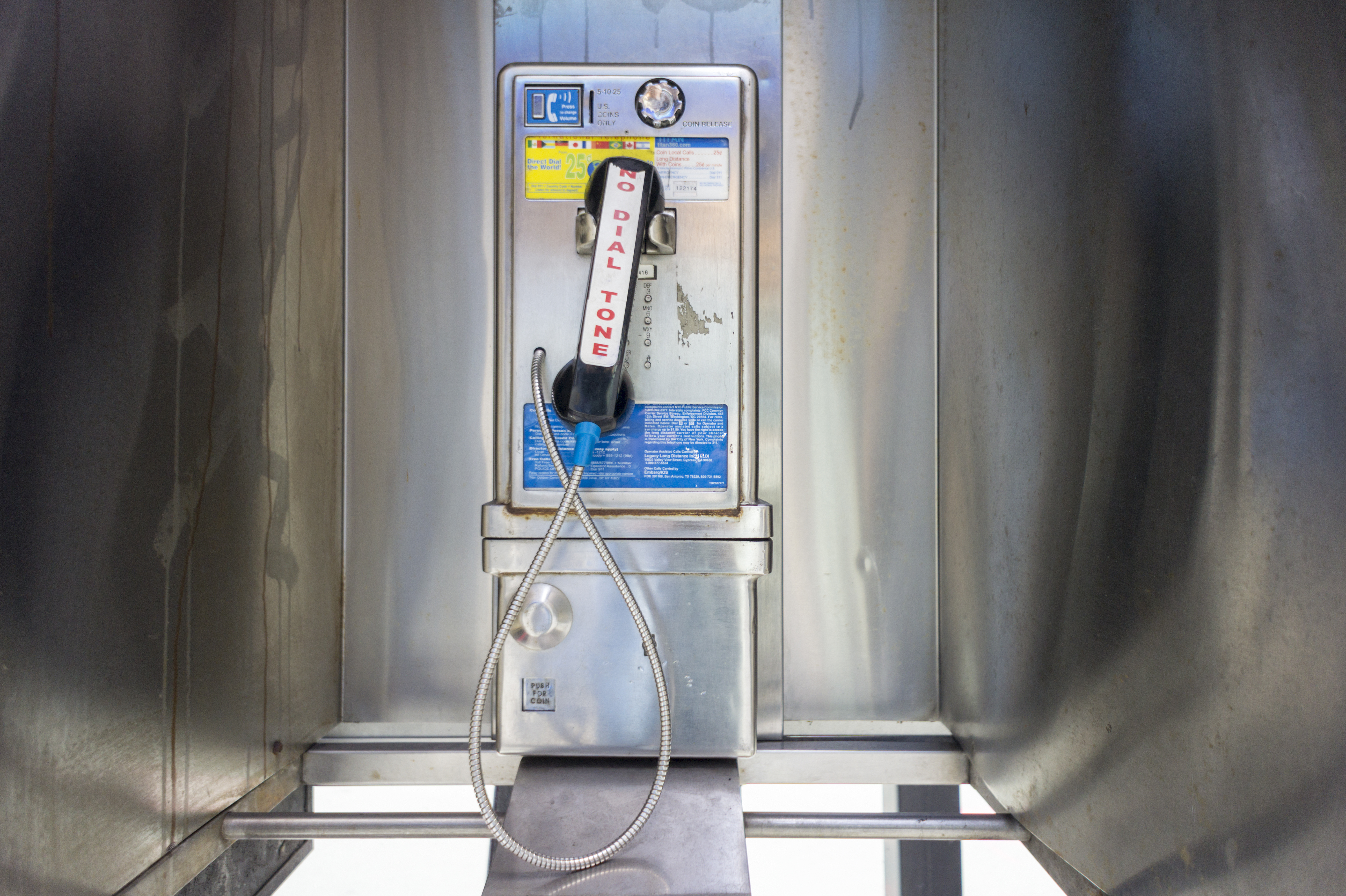 A pay phone in midtown Manhattan in New York on Monday, October 6, 2014. Thousands of payphone kiosks in New York are slated to become WiFi hubs with 500 planned to be live by July 2017. The plan has been in the works for several years and is partnership with LinkNYC and the Mayor's Office of Technology and Innovation. 