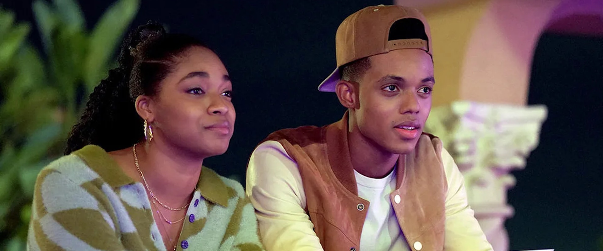 BEL-AIR actors (L-R) SIMONE JOY JONES and JABARI BANKS in Season 1, Episode 7