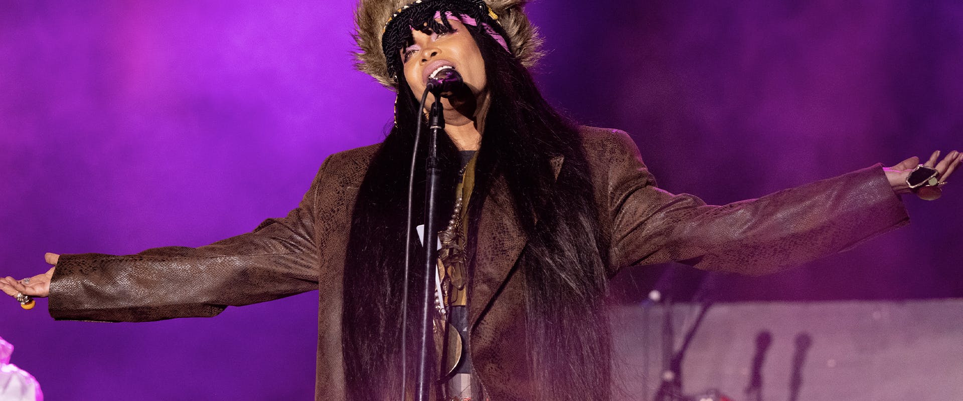 Singer Erykah Badu performs onstage during the Smokin Grooves Festival at Los Angeles State Historic Park on March 19, 2022 in Los Angeles, California. (Photo by Scott Dudelson/Getty Images)