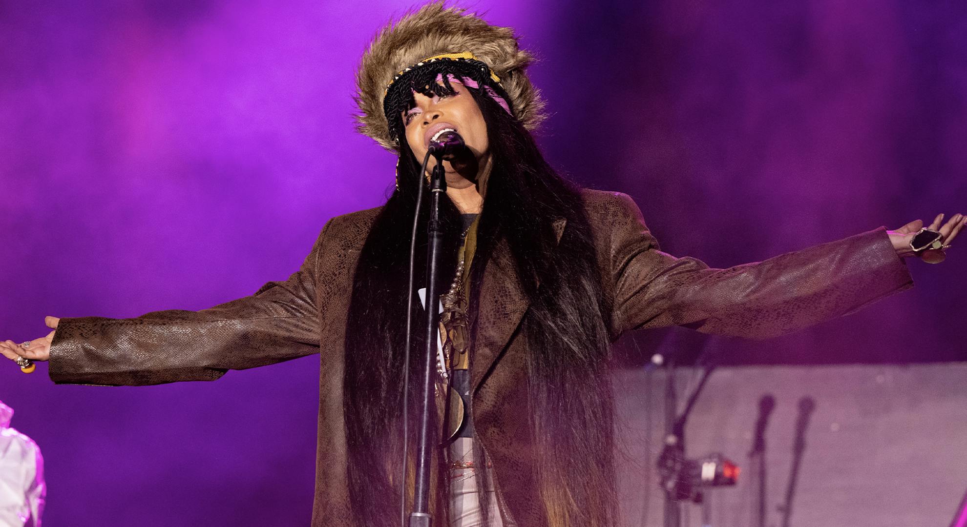 Singer Erykah Badu performs onstage during the Smokin Grooves Festival at Los Angeles State Historic Park on March 19, 2022 in Los Angeles, California. (Photo by Scott Dudelson/Getty Images)