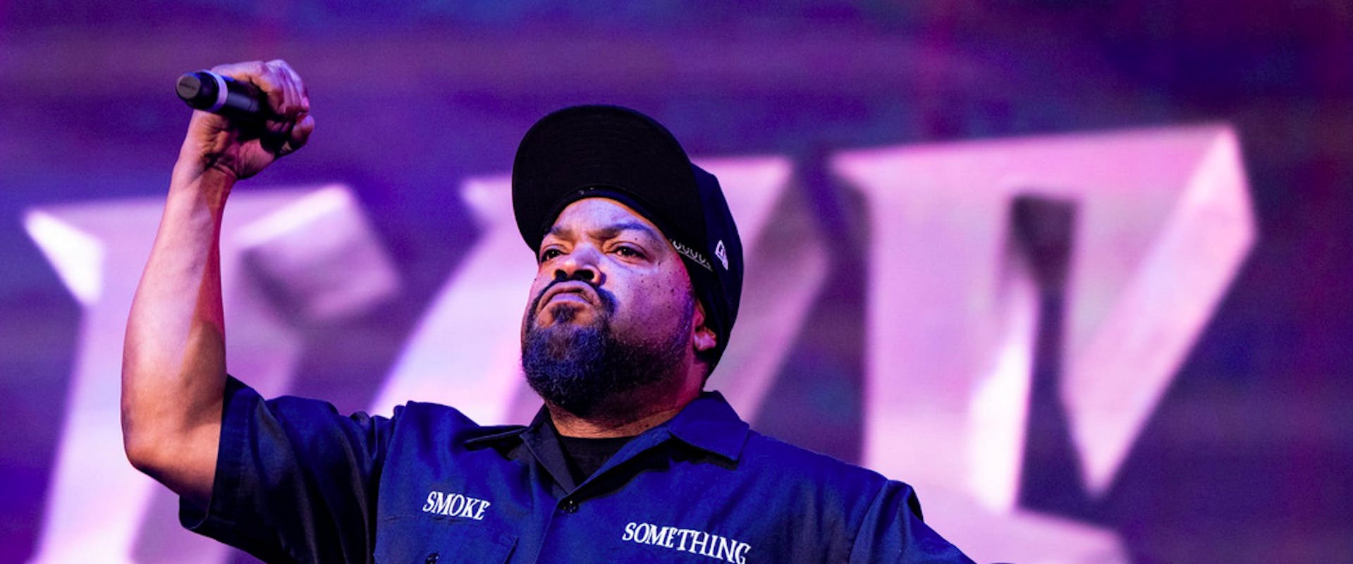 ONTARIO, CALIFORNIA - NOVEMBER 19: Rapper Ice Cube, founding member of Westside Connection and N.W.A, performs onstage during the High Hopes Concert Series produced by Bobby Dee Presents at Toyota Arena on November 19, 2022 in Ontario, California. 