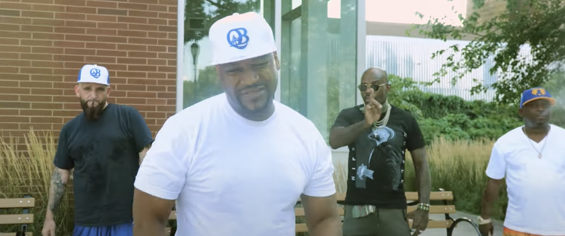 (L-R) Rappers Joe Fatal, Tragedy Khadafi, Treach and Ras Kass in ENTOURAGE music video