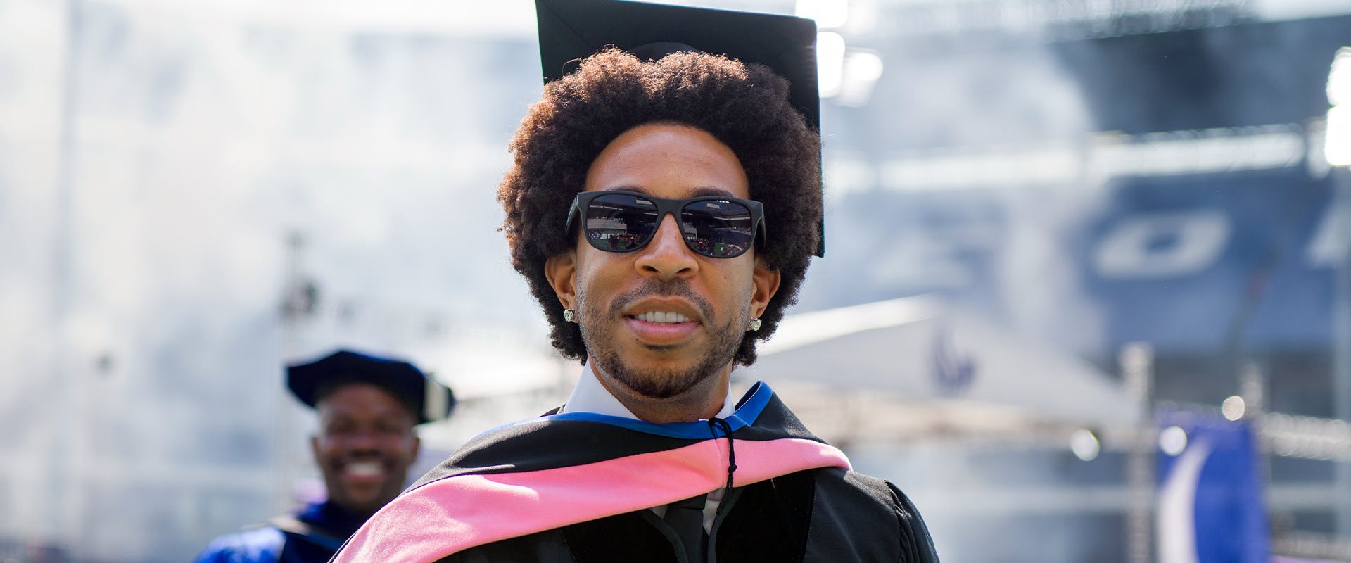 Chris "Ludacris" Bridges receives honorary degree during the 2022 Georgia State University Commencement Ceremony at Center Parc Credit Union Stadium at Georgia State University on May 04, 2022 in Atlanta, Georgia. (Photo by Derek White/Getty Images)