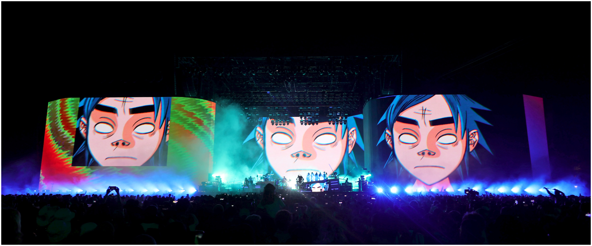 INDIO, CALIFORNIA - APRIL 21: Gorillaz performs on the Coachella Stage during the 2023 Coachella Valley Music and Arts Festival on April 21, 2023 in Indio, California. (Photo by Michael Loccisano/Getty Images for Coachella)