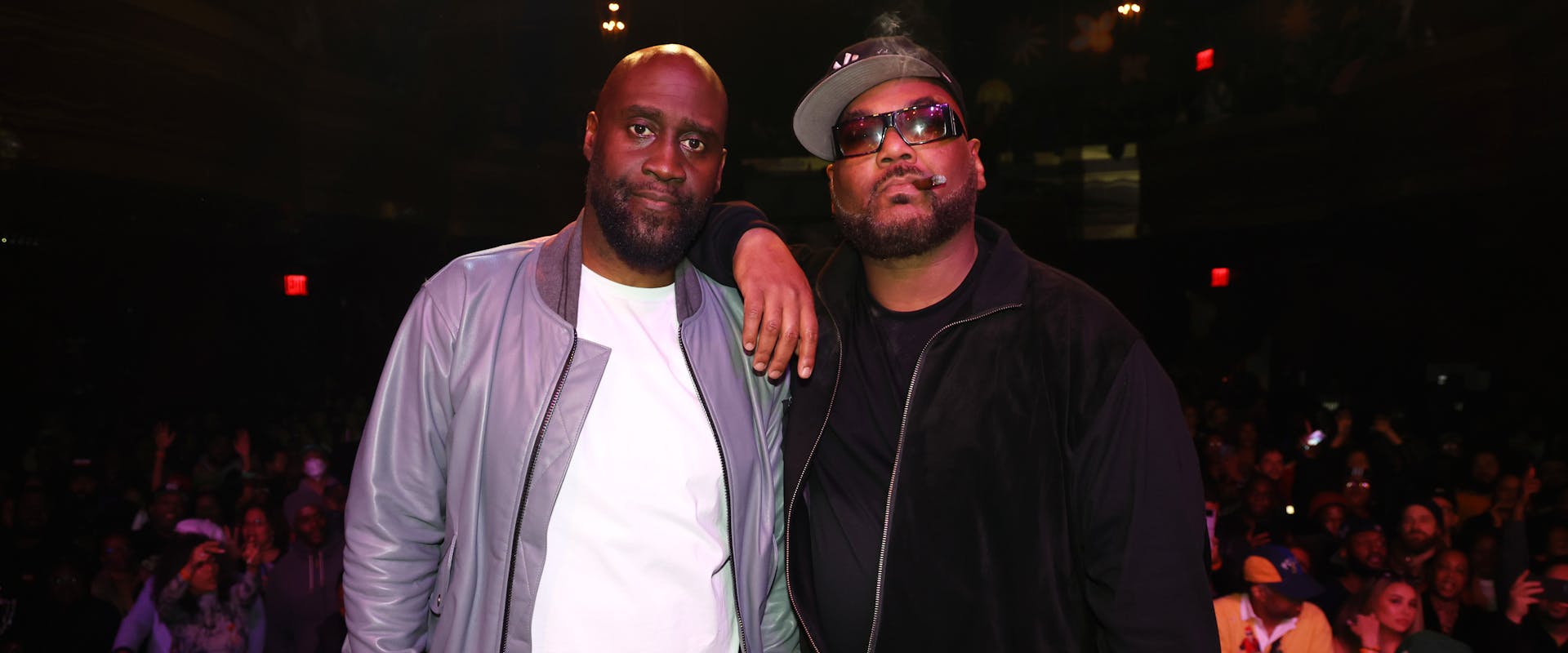 NEW YORK, NEW YORK - MARCH 02: (L-R) Kelvin "Posdnuos" Mercer and Vincent "Maseo" Mason of De La Soul pose onstage at De La Soul’s The DA.I.S.Y. Experience, produced in conjunction with Amazon Music, at Webster Hall on March 02, 2023 in New York City. 