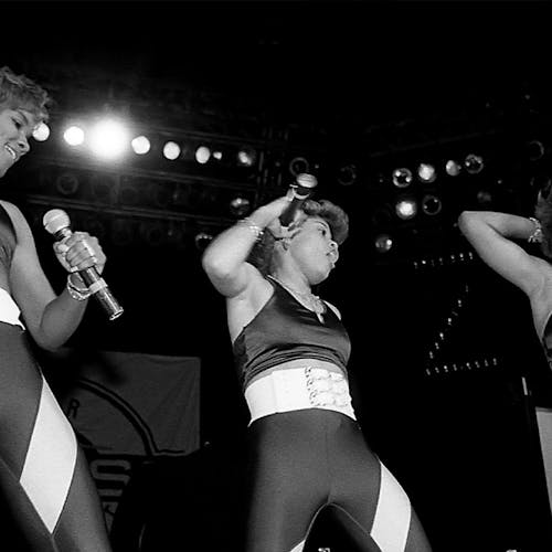 Stacy Phillips, Baby D and MC JB from JJ Fad performs at Kemper Arena in Kansas City, Missouri in June 1989.