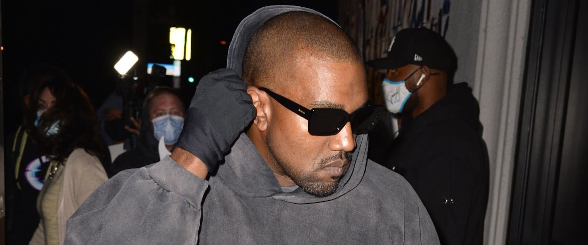Kanye West is seen on January 10, 2022 in Los Angeles, California. 