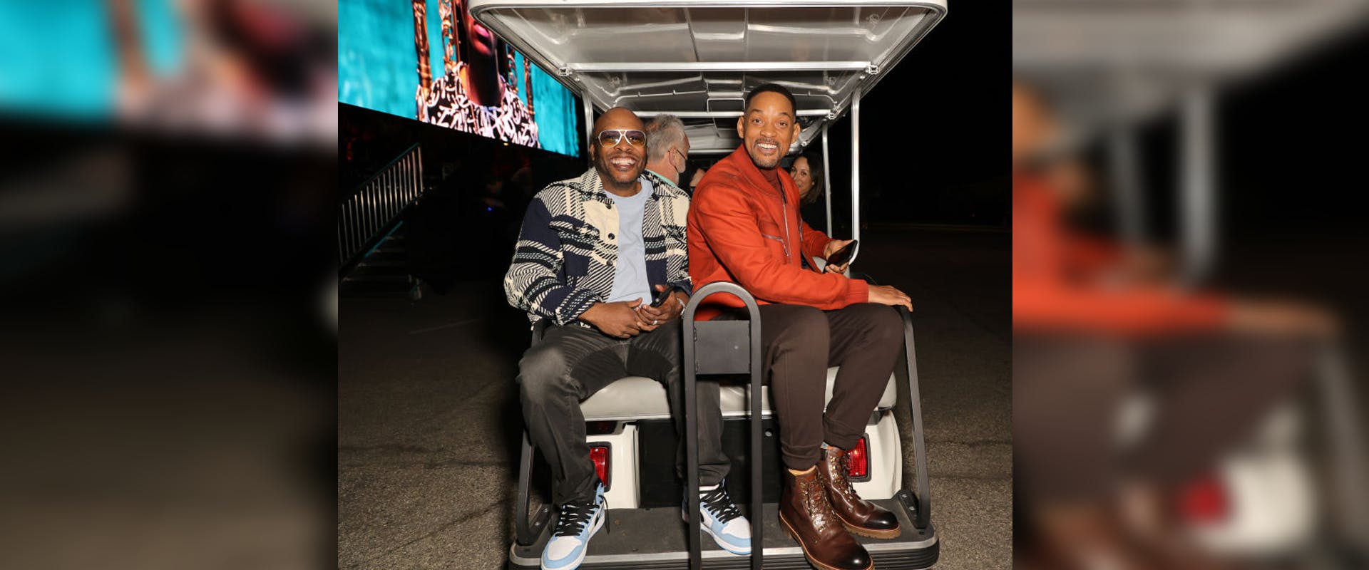 Peacock's New Drama Series "Bel-Air" Los Angeles Drive-Into Experience & Pull-up Premiere Screening
SANTA MONICA, CALIFORNIA - FEBRUARY 09: (L-R) DJ Jazzy Jeff and Will Smith attend Peacock's new drama series "Bel-Air" Los Angeles Drive-Into Experience & Pull-up Premiere Screening at Barker Hangar on February 09, 2022 in Santa Monica, California.