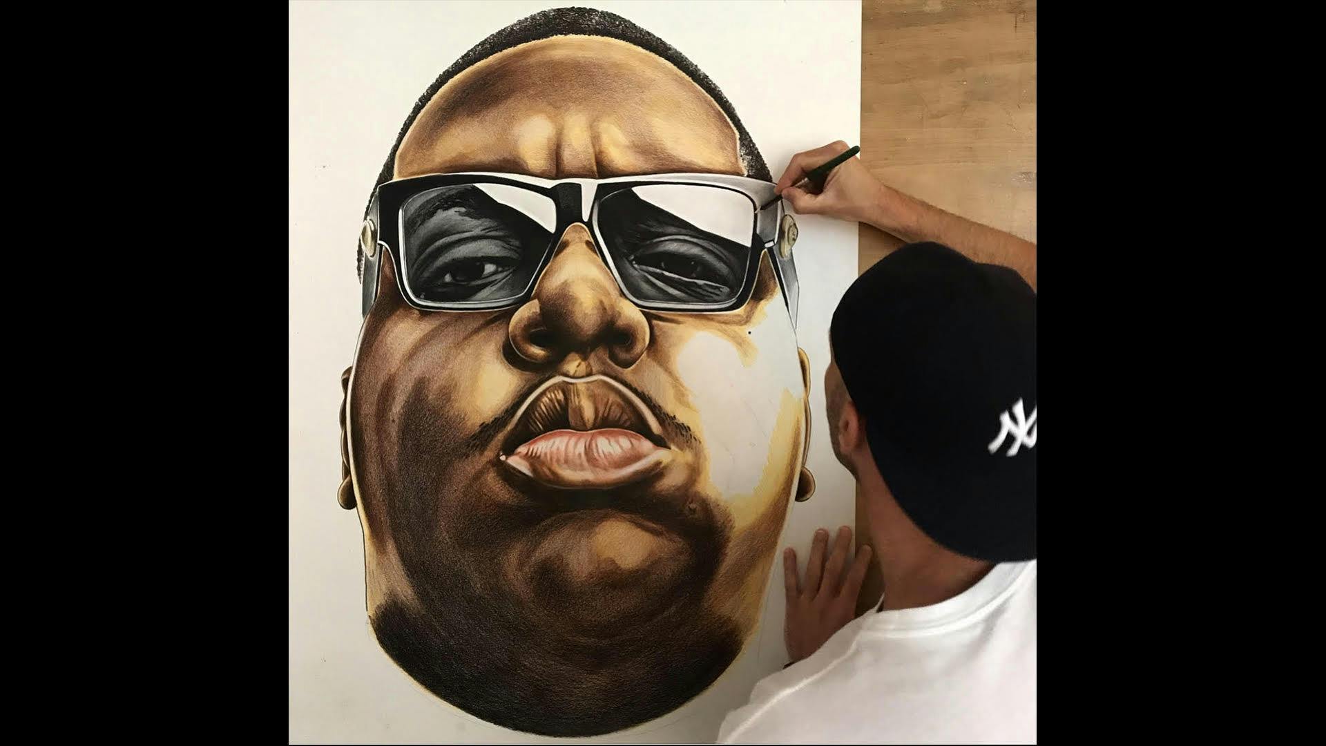 Laurens Jansen draws a portrait of The Notorious BIG