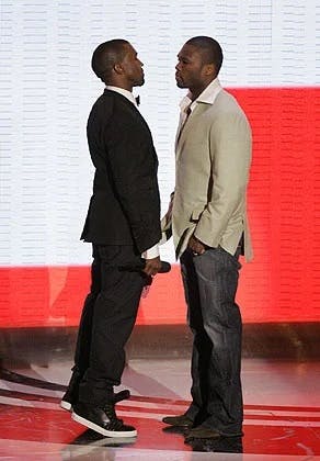 Kanye West and 50 Cent at the 2007 MTV Video Music Awards