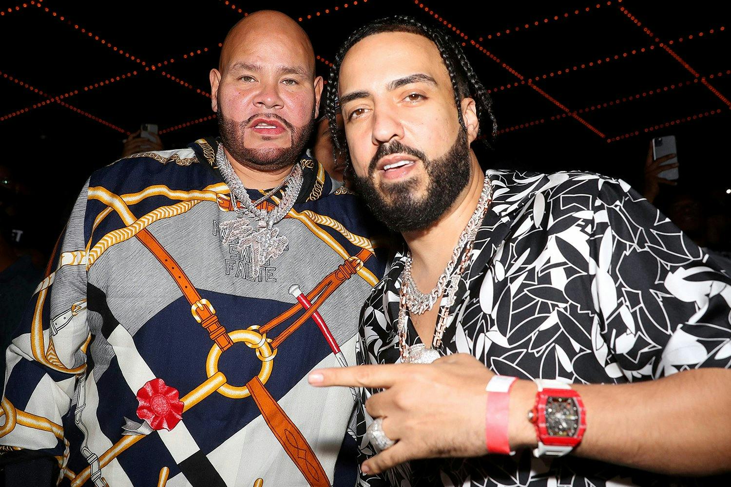 Fat Joe (L) and French Montana attend Verzuz: The Lox Vs Dipset at Madison Square Garden on August 03, 2021 in New York City. 