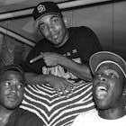 Actor Allen Payne and A Tribe Called Quest attend an album-release party for A Tribe Called Quest's "The Low End Theory" on September 16, 1991 in New York City. 