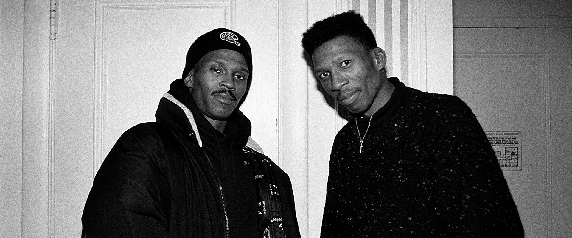 Music producers Keith and Hank Shocklee of hip-hop production team The Bomb Squad, poses for photos at the Blackstone Hotel in Chicago, Illinois in November 1990. (Photo By Raymond Boyd/Getty Images)